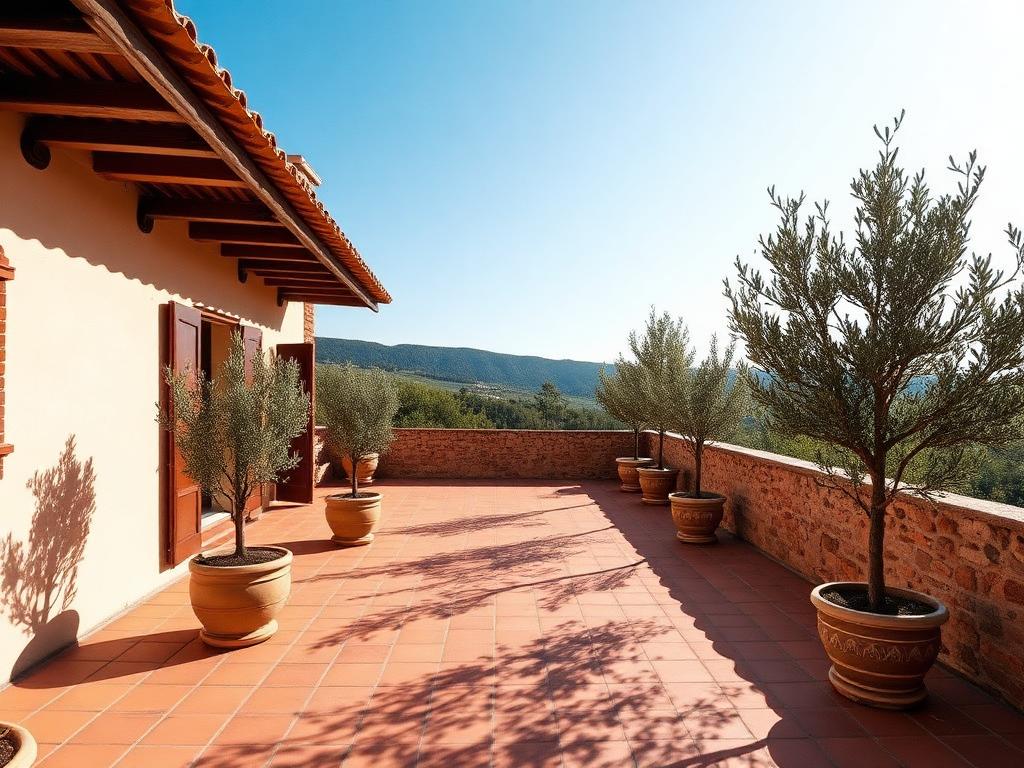 Terracotta paved terrace
